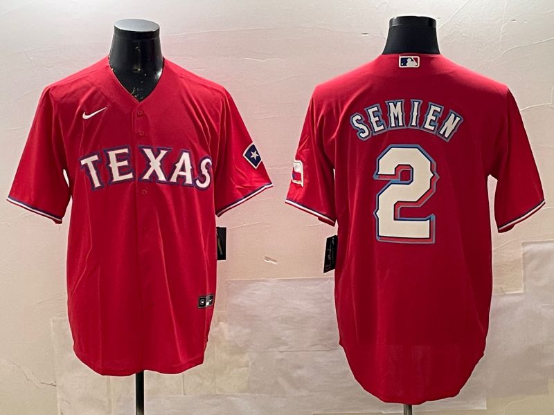 Men Texas Rangers 2 Semien Red Game 2025 Nike MLB Jersey style 1